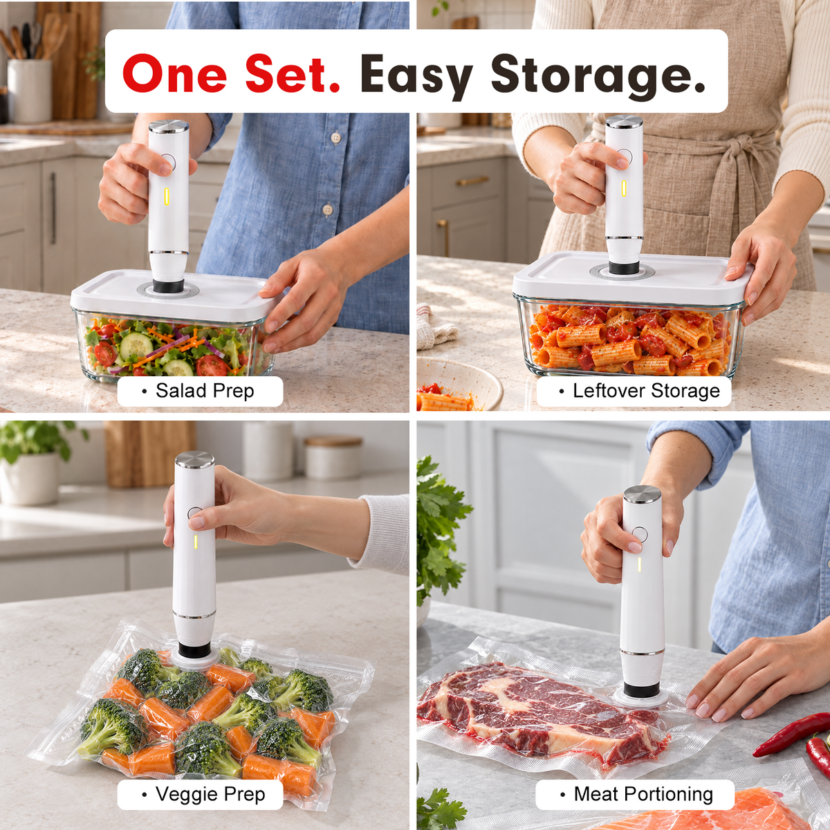 Handheld Vacuum Sealer Kit — 6 Containers + 30 Reusable Bags