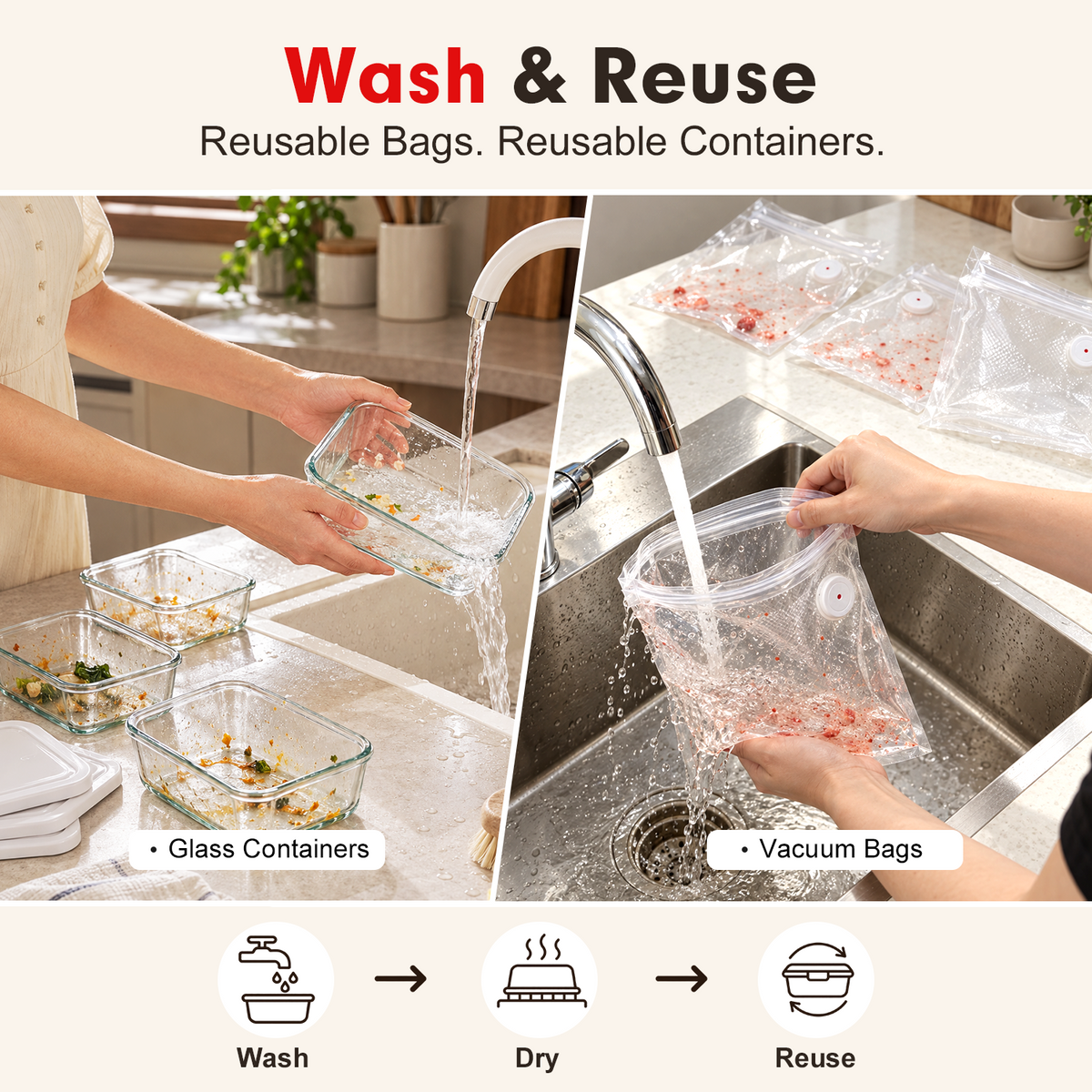 Handheld Vacuum Sealer Kit — 6 Containers + 30 Reusable Bags
