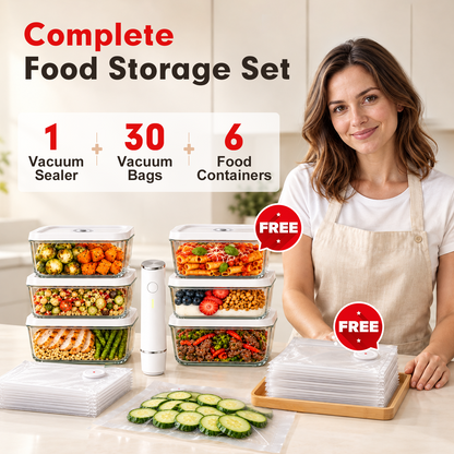 Handheld Vacuum Sealer Kit — 6 Containers + 30 Reusable Bags