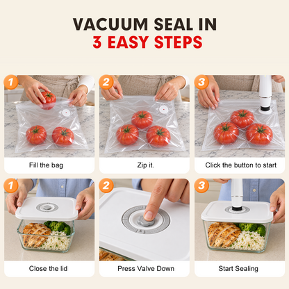 Handheld Vacuum Sealer Kit — 6 Containers + 30 Reusable Bags