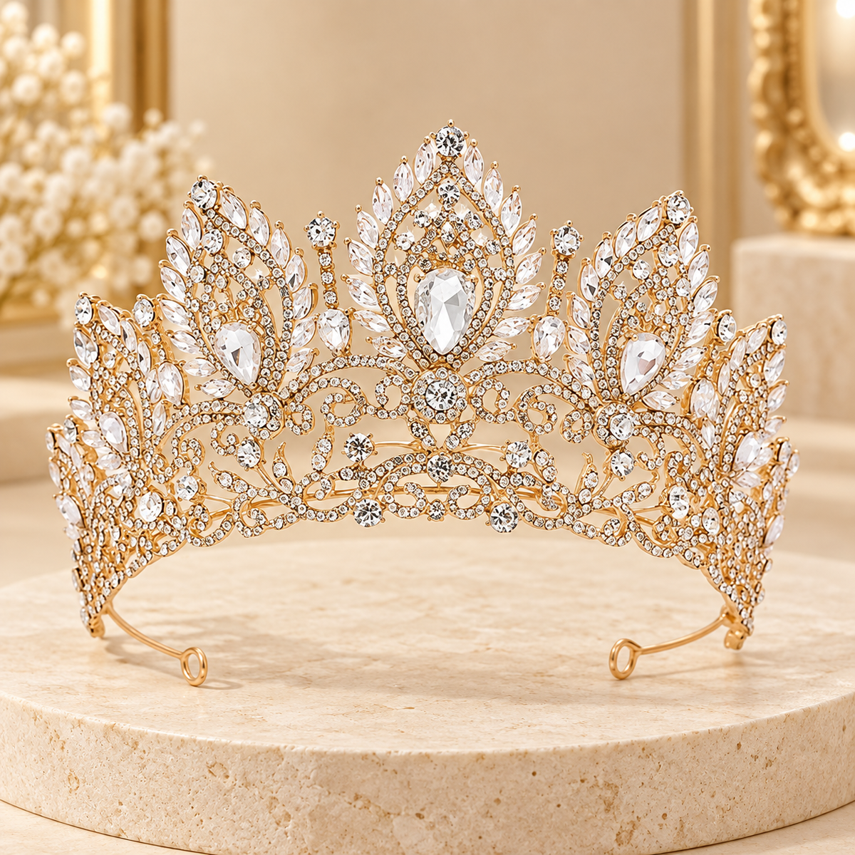 Ornate Rhinestone Crown Tiara