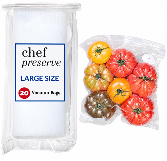 20-Pack Reusable Vacuum Food Bags (12x13") - BPA-Free, Leak-Proof, Freezer Safe