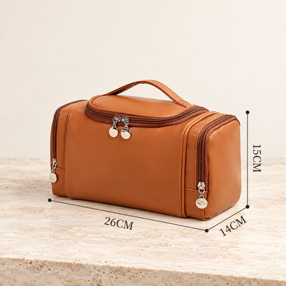 Travel Makeup Organizer Bag with Handle and Side Compartments